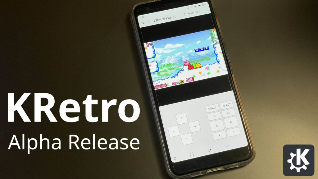 A Pixel 3a with postmarketOS running KRetro on Plasma Mobile